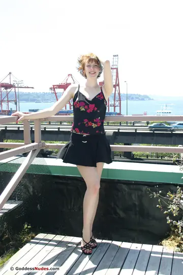 Slim Redhead Spreads Her Pussy in the Open Air