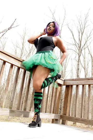 Nina Rivera – Ebony BBW in a Skirt and Socks Shows Her Big Natural Tits