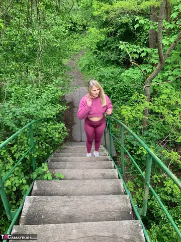 Sweet Susi – Blonde MILF Reveals Her Ass and Tits in Lingerie on Footbridge