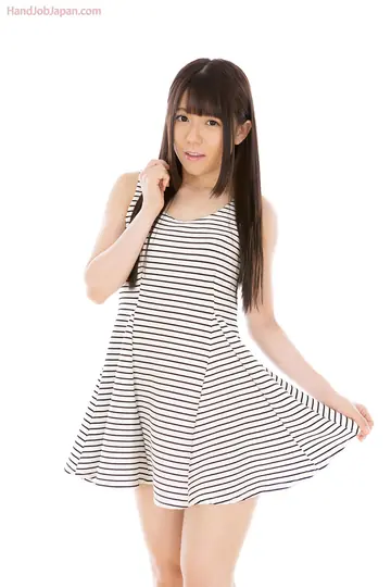 Busty Japanese Brunette Gives a Handjob in Lingerie