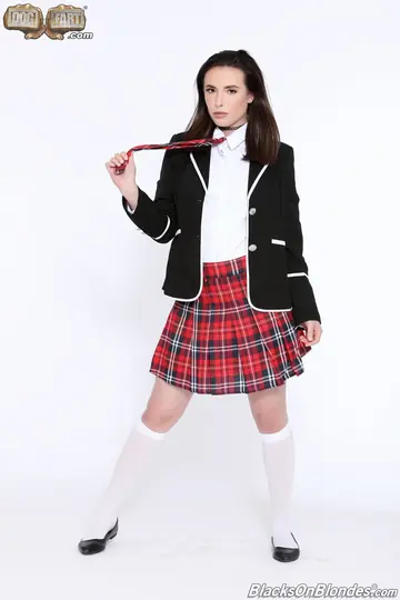 Casey Calvert – Brunette in Uniform Sucks BBC and Fucks in Public Threesome