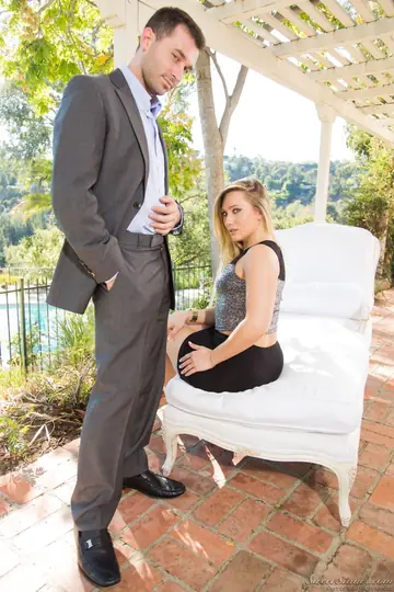 AJ Applegate – Blonde in a Skirt and Heels Gets Felt Up Outdoors