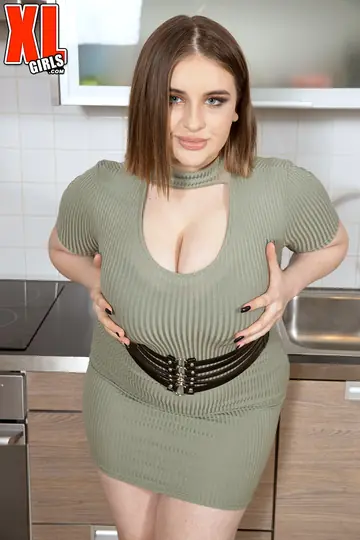 BBW Brunette Strips Out of Her Lingerie to Show Her Big Tits