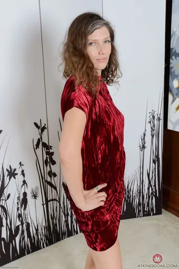 Slim Mature Redhead Strips Out of Her Dress and Spreads Her Hairy Pussy