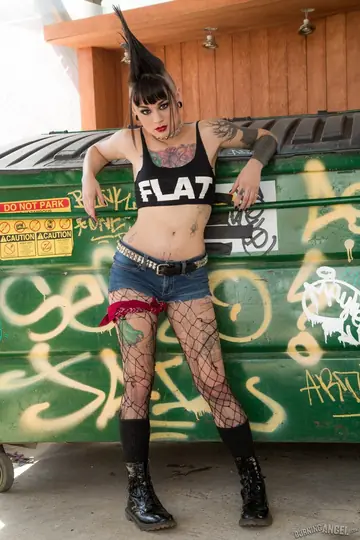 Amelia Dire – Asian Brunette Pulls Down Her Fishnets to Spread in an Alley