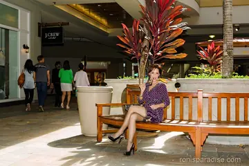 Roni Ford – Busty Asian MILF in Stockings and Heels Strips Outdoors