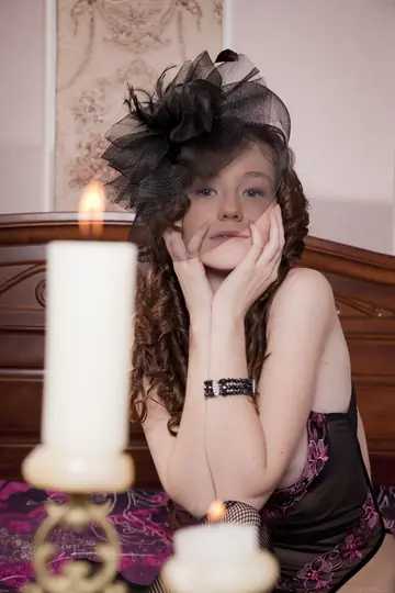 Emily Bloom – Skinny Curly Brunette Masturbates in Fishnet