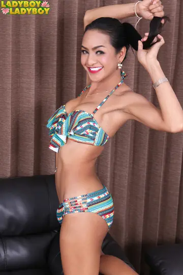 Asian Trans Woman Stands Nude and Poses to Show Her Body and Cock