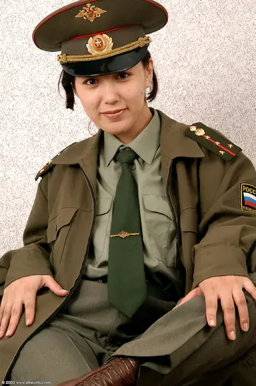 Russian Korean Babe Strips Off Her Military Uniform for Cosplay