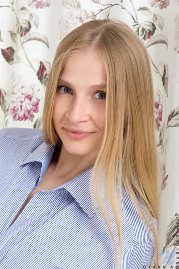 Gyana A – Blonde with Big Natural Tits Poses in Lingerie and Shorts