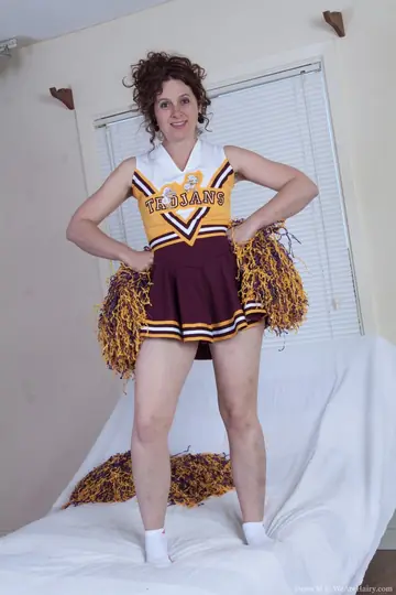 Pale Curly Woman Strips Naked and Dances to Display Her Hairy Pussy