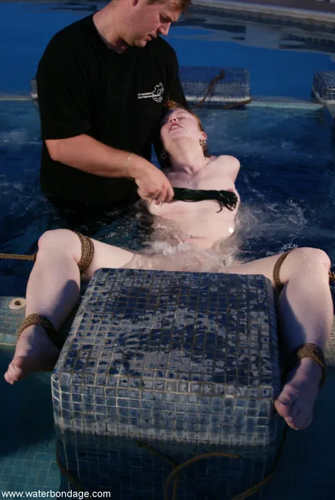 Redhead with Natural Tits Bound and Spread in Bondage – photo 6 of 20