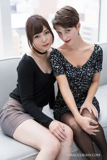 Shino Aoi – Asian Brunettes Undress for Lesbian Sex on the Sofa