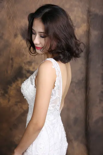 Skinny Asian Bride Undresses Out of Her Wedding Dress