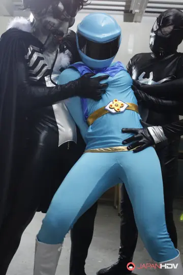Hairy Japanese Woman in Costume and Boots Takes on a Group