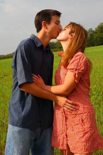 Couple Kiss Before Anal Sex in the Forest