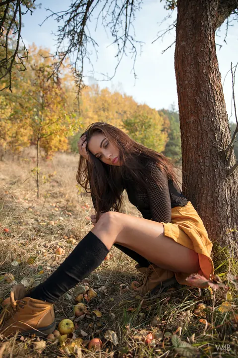 Sabrisse: Czech Redhead Spreads Her Pussy Outdoors in Socks – photo 1 of 16