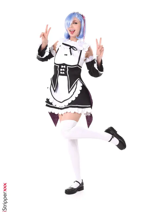 Sia Siberia: Short-Haired Blonde in Cosplay Uniform Fingers and Uses a Dildo – photo 2 of 15