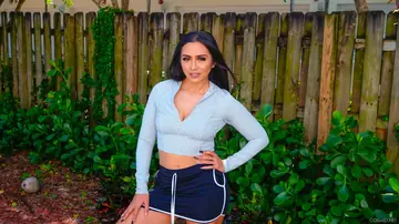 Thick Latina MILF Strips Out of Her Shorts in the Backyard