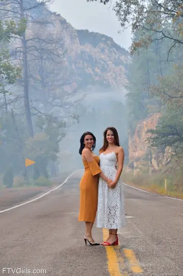 Hairy Lesbians in Skirts and Heels Have Outdoor Sex