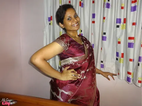 Busty Indian BBW Strips to Black Lingerie – photo 10 of 16