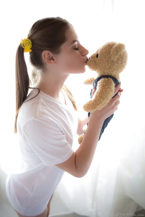 Alice March: Brunette in Pigtails Pulls Her Panties Aside and Spreads – photo 5 of 20