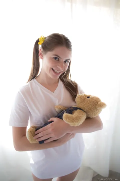 Alice March: Brunette in Pigtails Pulls Her Panties Aside and Spreads – photo 4 of 20