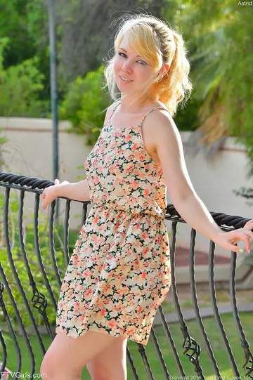 Busty Blonde Flashes Her Tits and Pussy Outdoors in a Skirt