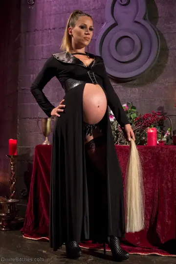 Bella Wilde – Pregnant Blonde Models Lingerie with Restraints for BDSM