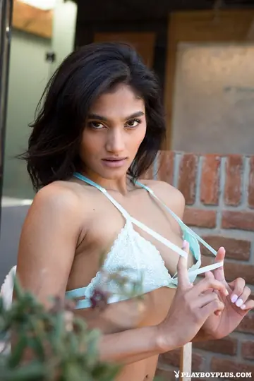 Angel Constance – Brunette Strips Off Her Lingerie and Panties on the Balcony