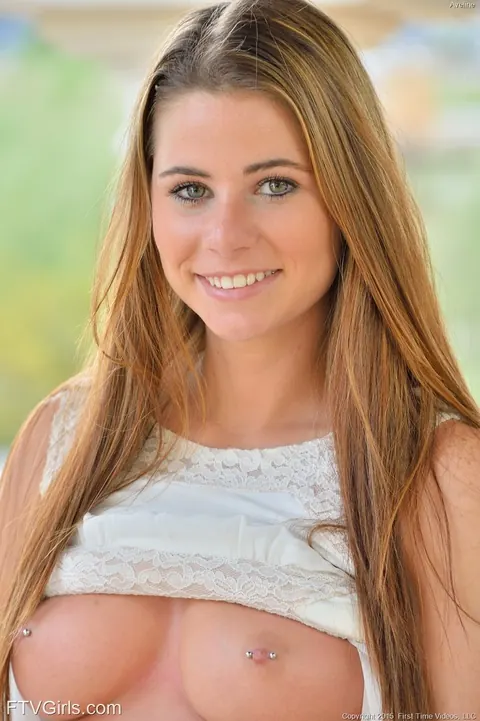 Aveline Kristie: Brunette with Piercings Spreads Her Legs Outdoors in a Short Skirt – photo 13 of 16