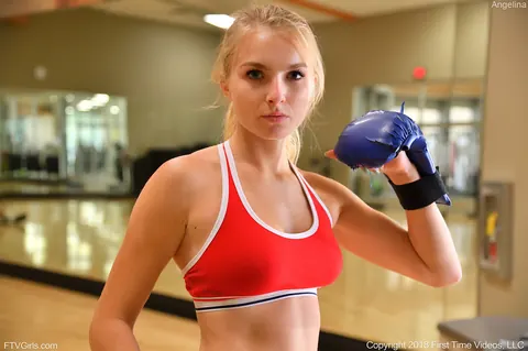Athletic Blonde in Pigtails Pulls Shorts Aside at the Gym – photo 12 of 15