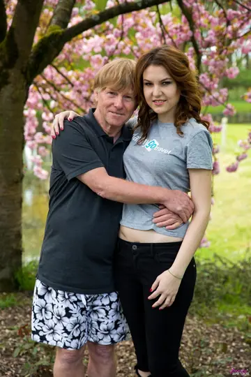 Redhead Kisses Older Man Before Anal Outdoors