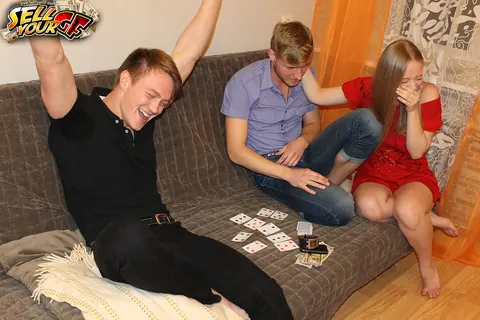 Inga Zolva: Blonde in a Skirt Settles Poker Debt in a Threesome – photo 5 of 16