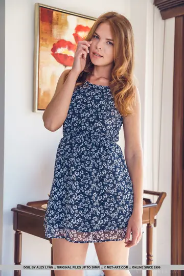 Slim European Redhead Undresses to Reveal Her Hairy Pussy