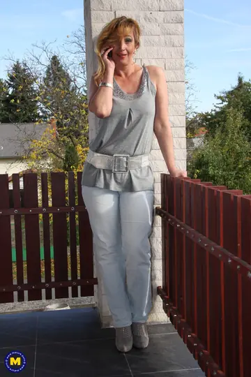 Mature European Blonde Spreads and Gapes Anally