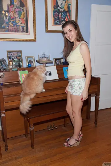 Melissa Johnston – Canadian Brunette Reveals Panties and Spreads in Conservatory