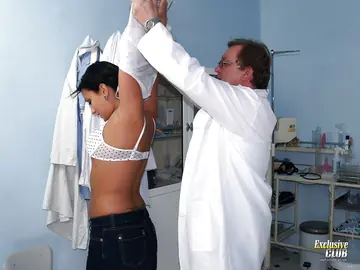 Carmen Blue – European Brunette in Lingerie Plays Doctor Games with a Dildo