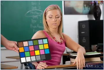 Ally Kay – Petite Blonde in a Skirt and Glasses Strips and Spreads Her Pussy
