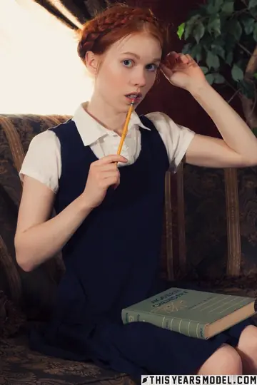 Redhead Strips Off Her Uniform and Keeps White Socks On