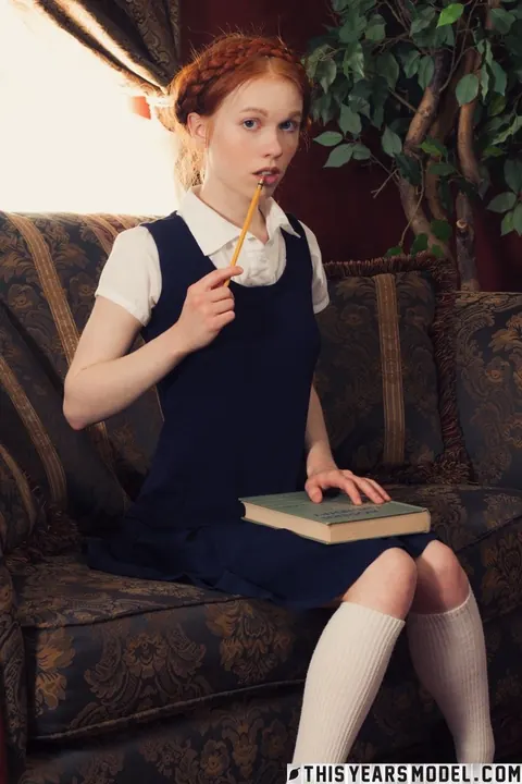 Redhead Strips Off Her Uniform and Keeps White Socks On – photo 2 of 15