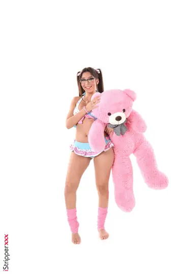 Brunette in Pigtails and Glasses Masturbates Anally with Toys
