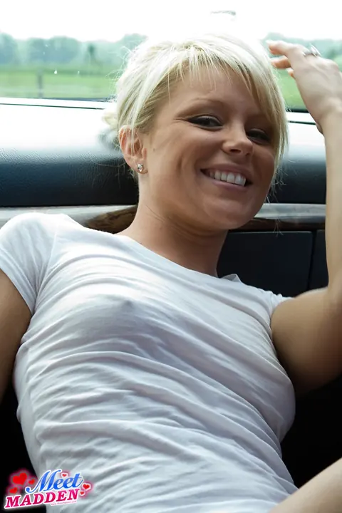 Meet Madden: Slim Blonde MILF Spreads Her Legs in the Car – photo 1 of 15
