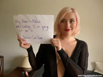Misha Mayfair – Tall European Blonde Undresses and Shows Her Shaved Pussy
