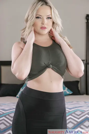 Alexis Texas – Thick Blonde Strips Out of Her Skirt on the Bed