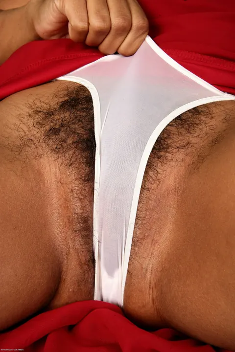Ebony BBW Pulls Panties Aside to Show Hairy Holes – photo 7 of 20