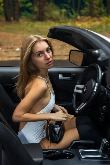 Skinny Ukrainian Brunette Shows Her Big Tits and Spreads Her Pussy Outdoors