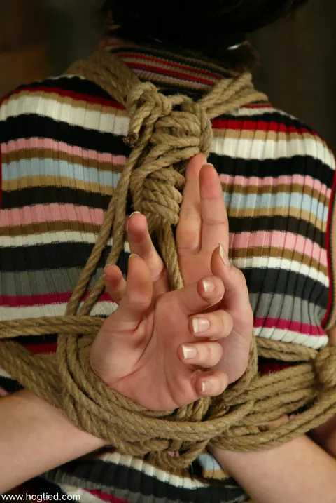 trixie kitten: Short-Haired Brunette Bound in Rope Restraints – photo 14 of 16