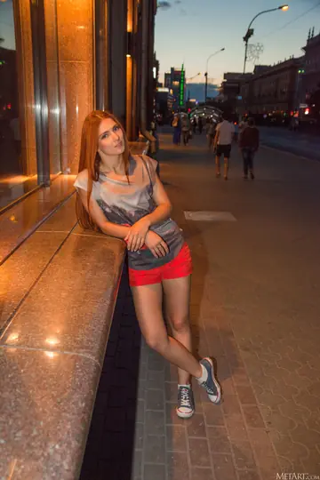 Slim Russian Redhead Strips Nude Outdoors to Show Her Flexible Body