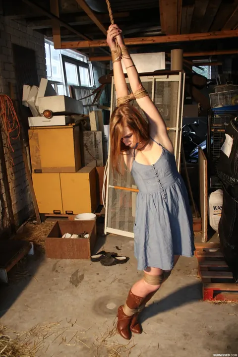 Bound Woman Stripped Naked and Slapped in Restraints – photo 3 of 21